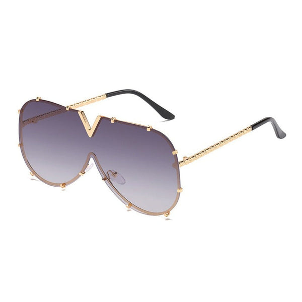 Women's Vintage Oversized 'Glam Team' Oval Sunglasses