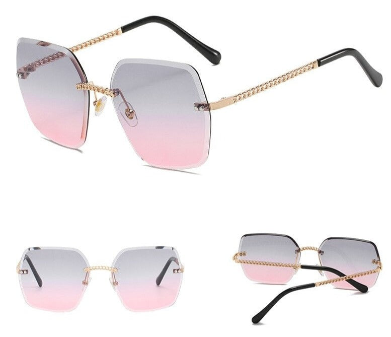 Women's Square 'Sexy Pith' Metal Sunglasses