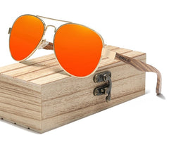 Men's Pilot Polarized 'Go 4 ' Wooden Sunglasses