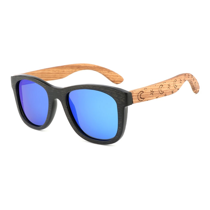 Men's Square 'Aivan' Natural Bamboo Sunglasses