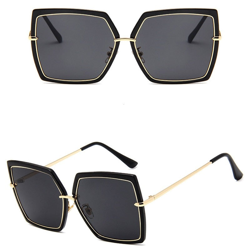 Women's Oversized Square 'Julia Smile' Plastic Sunglasses