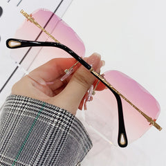 Women's Oversize 'Veez Bee' Alloy Rimless Sunglasses