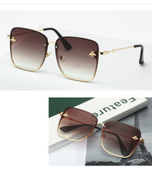 Women's Oversize Rimless 'Faze' Square Metal Sunglasses