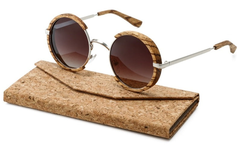 Men's Round Polarized 'Echelon' Wooden Sunglasses