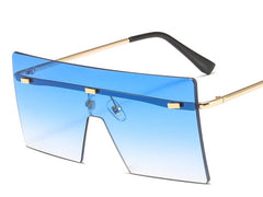 Women's Rimless Oversized Square 'Mermaid' Metal Sunglasses