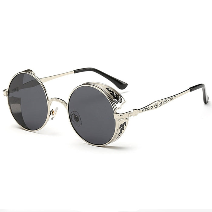 Men's Round Classic 'Steampunk' Plastic Sunglasses