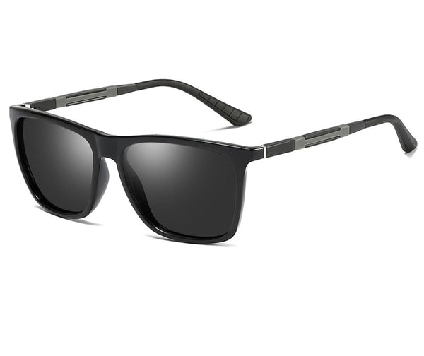 Men's Classic Square Polarized 'Blackout Shades' Plastic Sunglasses