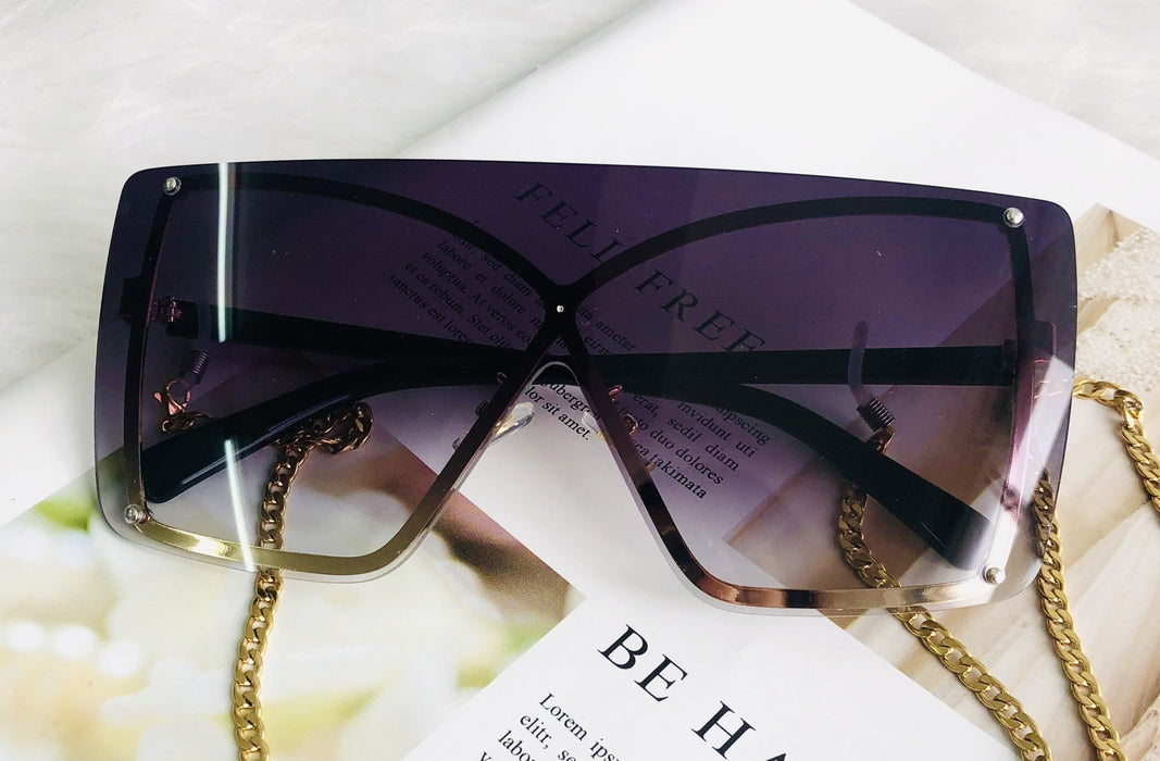 Women's Oversized Square 'Lura Eye Wear' Metal Sunglasses