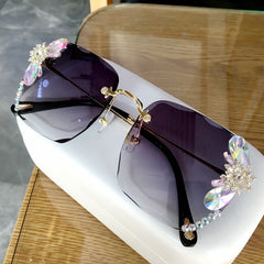 Women's Square 'Floral Eye Wear' Metal Sunglasses