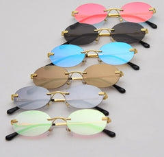 Women's Rimless Oval 'Visenza' Metal Sunglasses