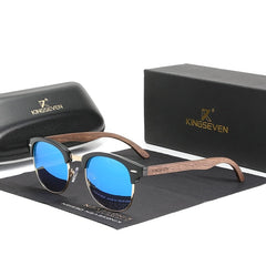 Men's Semi Rimless 'Aris' Wooden Sunglasses