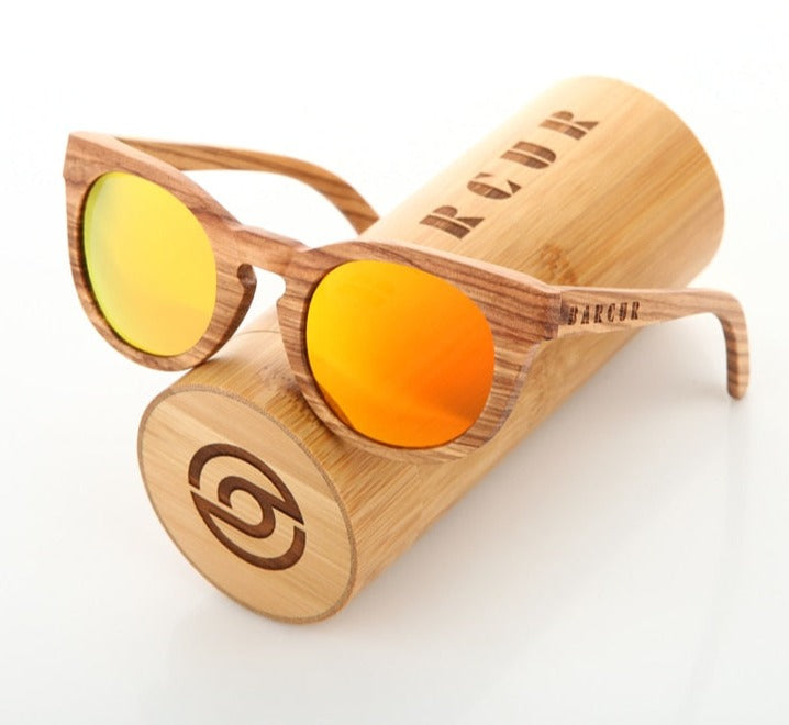 Men's Polarized Square 'Javar Eye Wear' Wooden Sunglasses