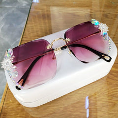 Women's Square 'Floral Eye Wear' Metal Sunglasses