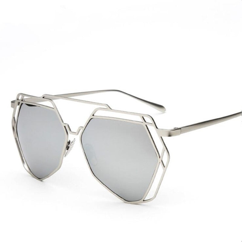 Women's Big Hexagonal 'Sunrise' Metal Sunglasses