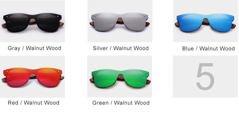 Men's Polarized 'Wallnut' Wood Mirror Sunglasses
