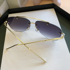 men's Vintage Rimless 'Star Sun' Alloy Aviator Sunglasses