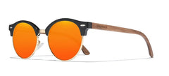 Women's Semi Rimless Round 'Wyndham' Wooden Sunglasses