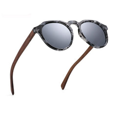 Women's Polarized Round 'Fiesty Cheetah' Wooden Sunglasses