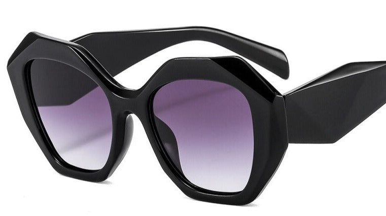 Women's Hexagon Gradient 'Midnight Shadow' Plastic Sunglasses
