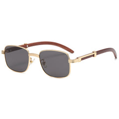 Men's Classic Round 'Peaky' Metal Wood Sunglasses