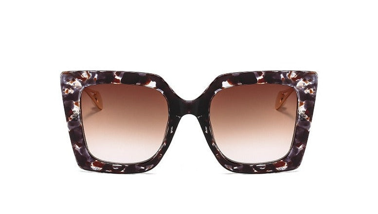 Women's Oversized Square 'Ocelot' Metal Sunglasses