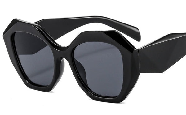 Women's Hexagon Gradient 'Midnight Shadow' Plastic Sunglasses