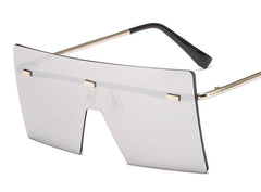 Women's Rimless Oversized Square 'Mermaid' Metal Sunglasses