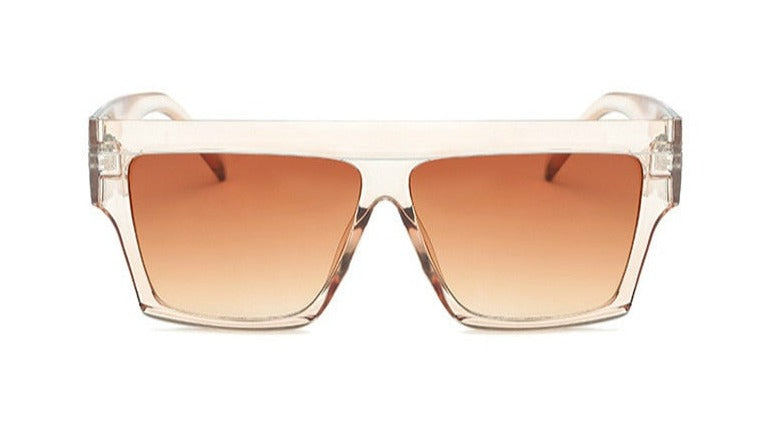 Women's Square Oversized 'Shine Nude' Plastic Sunglasses