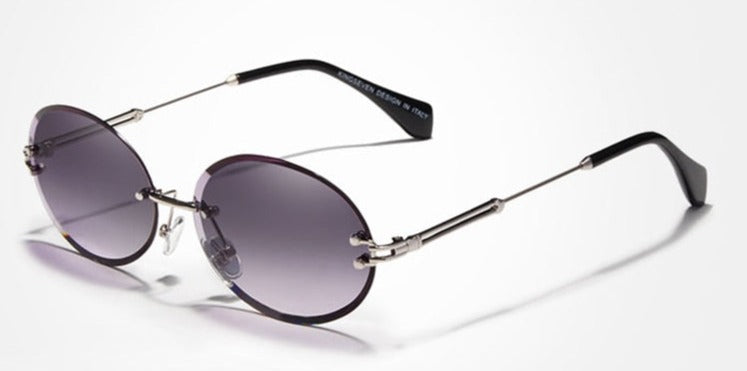 Women's Rimless Oval 'Kafka' Metal Sunglasses