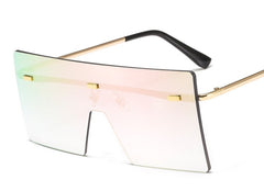 Women's Rimless Oversized Square 'Mermaid' Metal Sunglasses