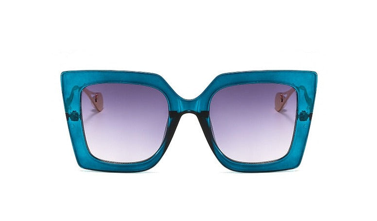 Women's Oversized Square 'Ocelot' Metal Sunglasses