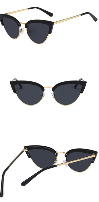 Women's Cat Eye Semi Rimless  'Shani Eye Wear' Metal Sunglasses