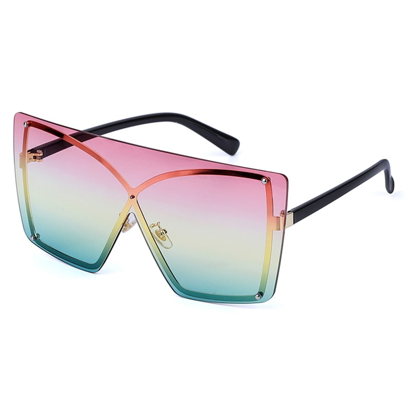 Women's Oversized Square 'Fancy Pants' Metal Sunglasses