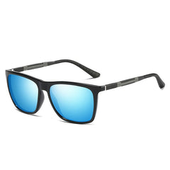 Men's Classic Square Polarized 'Blackout Shades' Plastic Sunglasses