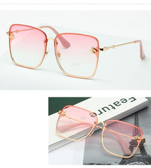 Women's Oversize Rimless 'Faze' Square Metal Sunglasses