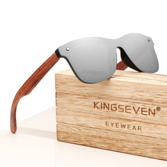 Unisex Vintage Square 'Beach Animal' Wooden Sunglasses