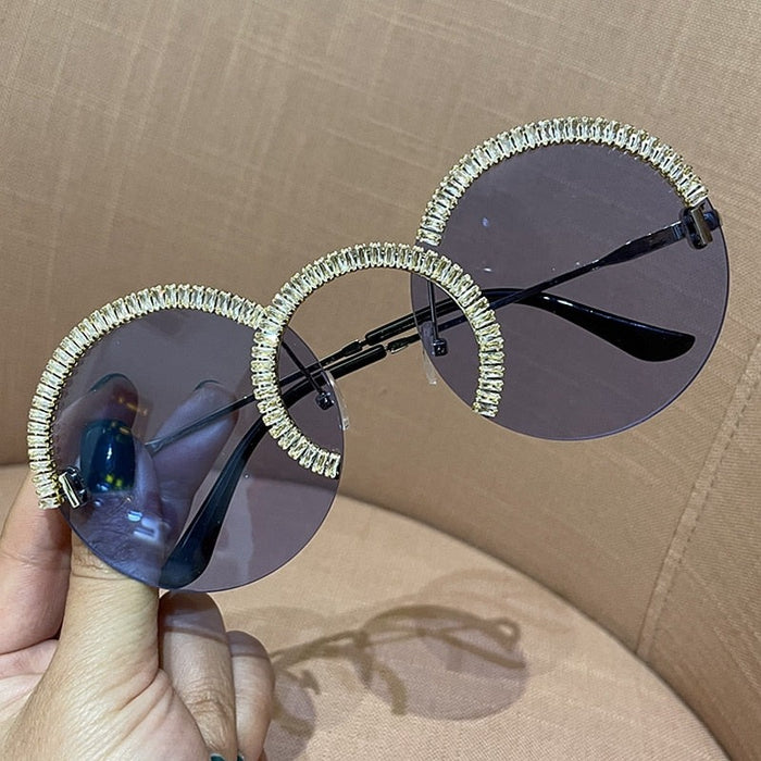 Women's Oversized Round 'Abbess' Metal Sunglasses