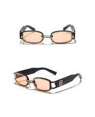 Women's Rectangle 'Shiny Specs' Metal Sunglasses