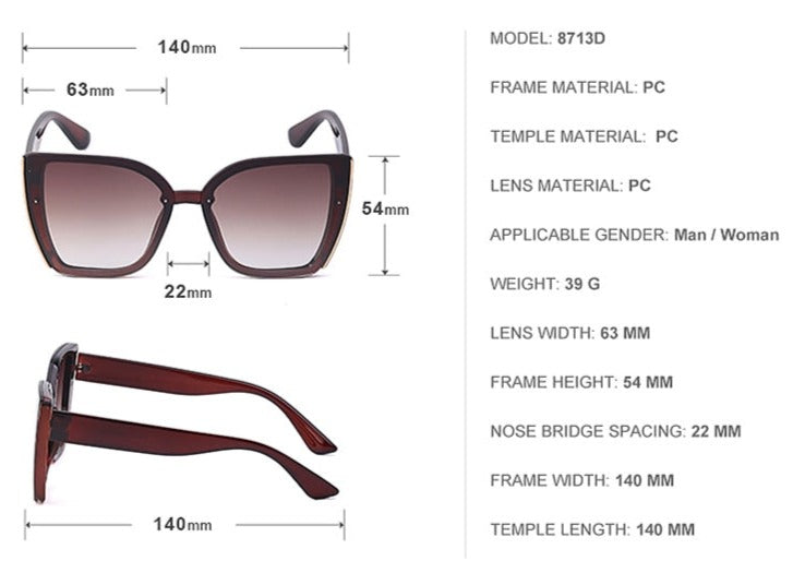 Women's Oversized Cat Eye 'Shiver' Plastic Sunglasses