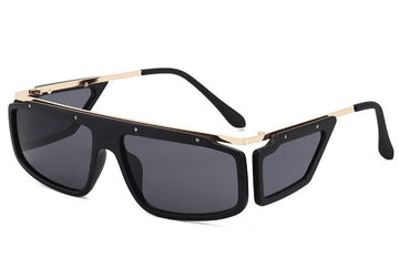 Women's Retro Rectangle 'One Piece' Metal Sunglasses