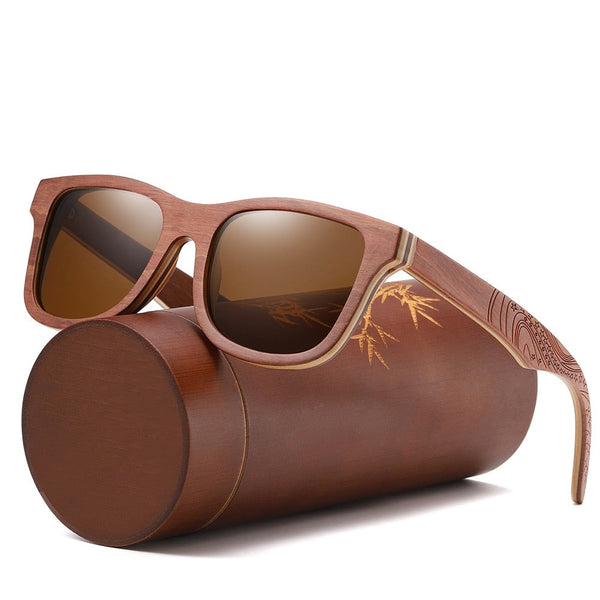 Women's wooden Square 'Space' Polarized Sunglasses