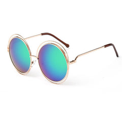 Women's Vintage Oversize Round 'Totoro' Metal Sunglasses