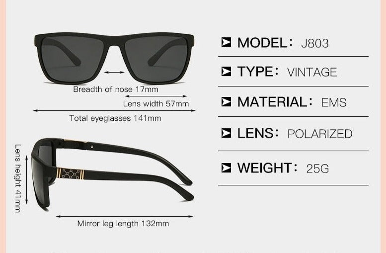 Men's Square Flexible 'Reflect' Plastic Sunglasses