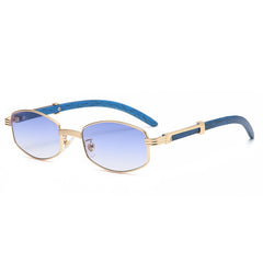 Men's Classic Round 'Peaky' Metal Wood Sunglasses