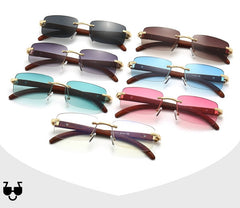 Women's Rimless 'Emsi' Wooden Sunglasses