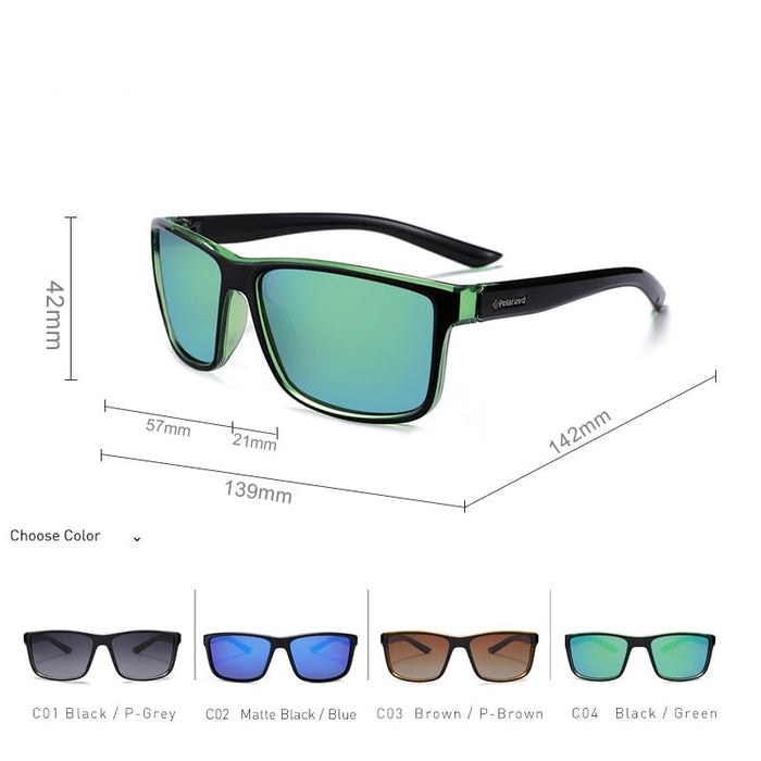 Men's Square Polarized 'Natacha' Plastic Sunglasses
