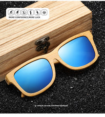 Men's Natural Wooden Bamboo 'Higher' Oval Sunglasses