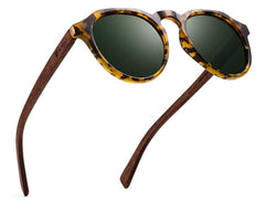 Women's Polarized Round 'Grenna' Wooden Sunglasses