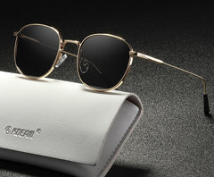 Women's Retro Round 'Darkest' Metal Sunglasses