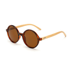 Unisex Round Plastic 'Sylvio' Wooden Sunglasses